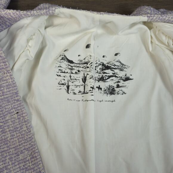 pushBUTTON Clothing Tweed Blazer Jacket Lavender Size Small Gold Accents KPop - Picture 7 of 9